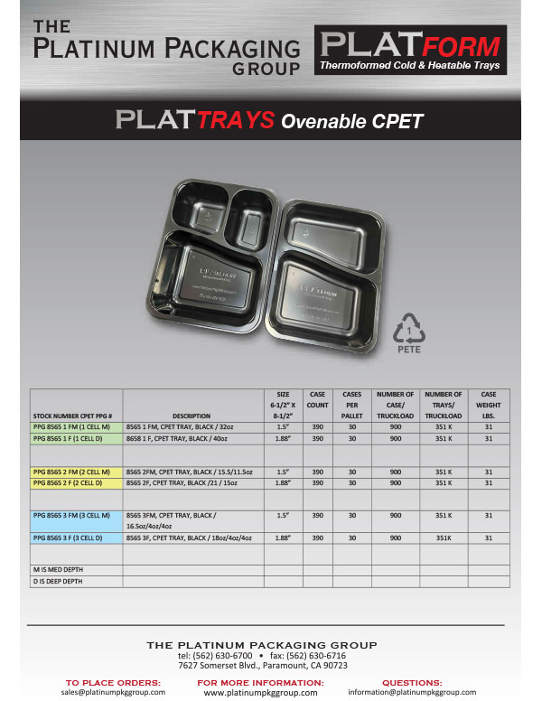 OVENABLE CPET TRAYS